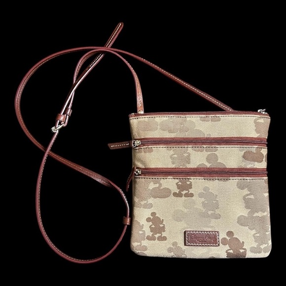 Dooney & Bourke Handbags - Disney Dooney & Bourke Mickey Silhouette Purse Brown/ Tan Crossbody Zip